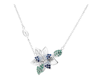 Rhodium Plated Silver Necklace with Cubic Zirconia