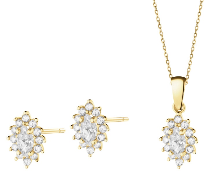 14 K Yellow Gold Set with Cubic Zirconia