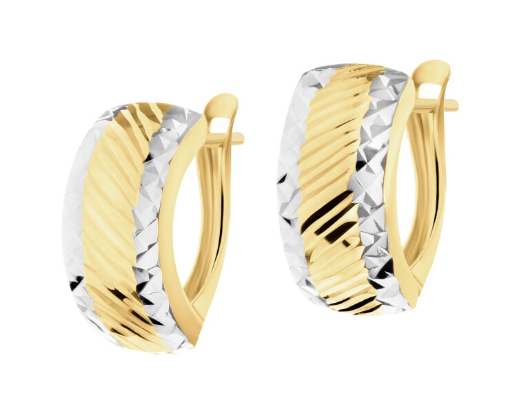 14 K Rhodium-Plated Yellow Gold Earrings 