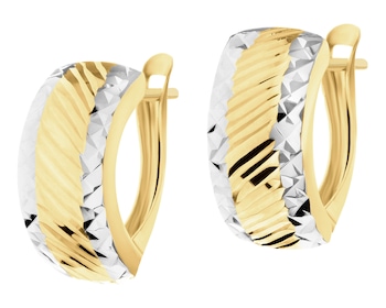 14 K Rhodium-Plated Yellow Gold Earrings 