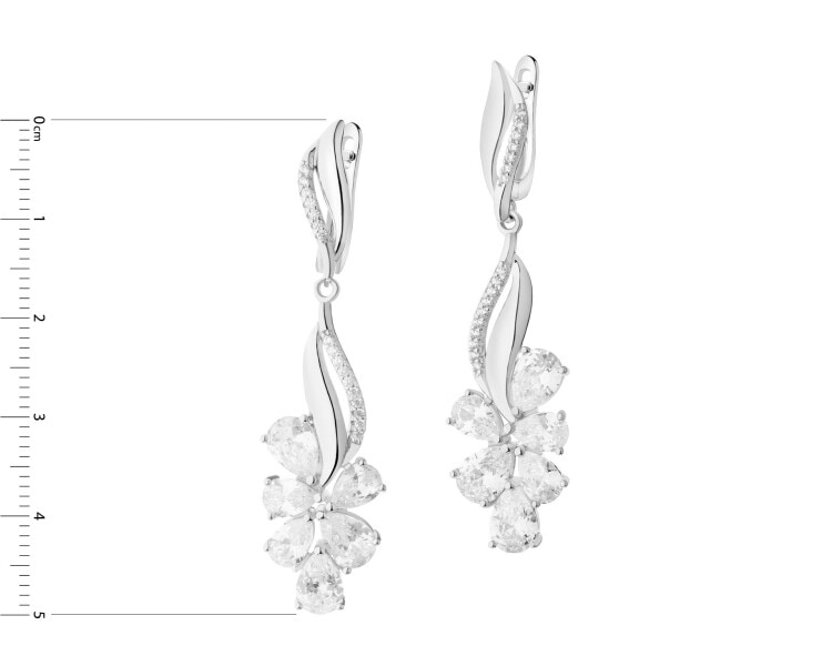 Rhodium Plated Silver Dangling Earring with Cubic Zirconia