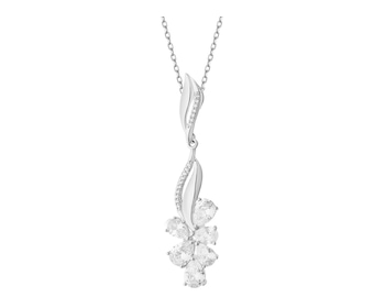 Rhodium Plated Silver Pendant with Cubic Zirconia