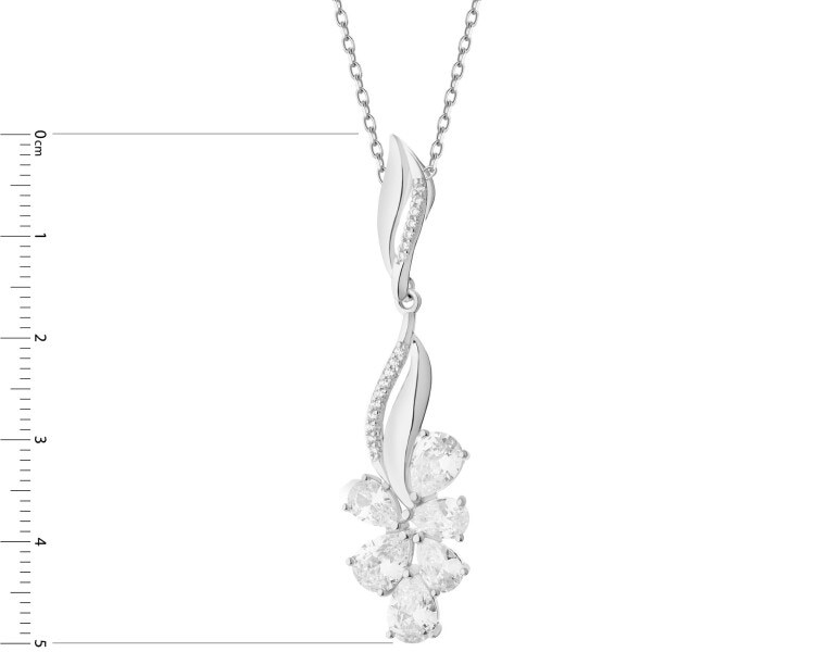 Rhodium Plated Silver Pendant with Cubic Zirconia