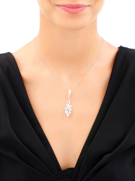 Rhodium Plated Silver Pendant with Cubic Zirconia