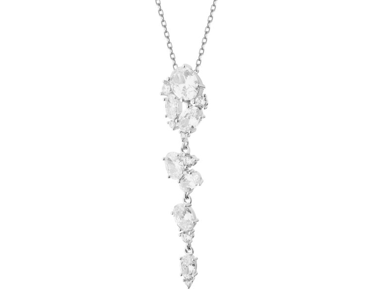 Rhodium Plated Silver Pendant with Cubic Zirconia