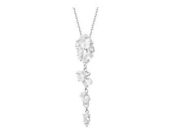 Rhodium Plated Silver Pendant with Cubic Zirconia