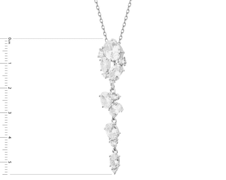 Rhodium Plated Silver Pendant with Cubic Zirconia