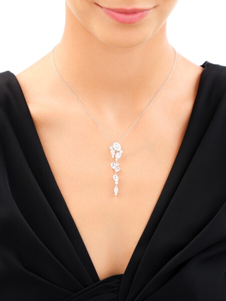 Rhodium Plated Silver Pendant with Cubic Zirconia