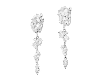 Rhodium Plated Silver Dangling Earring with Cubic Zirconia