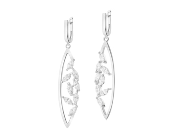 Rhodium Plated Silver Dangling Earring with Cubic Zirconia