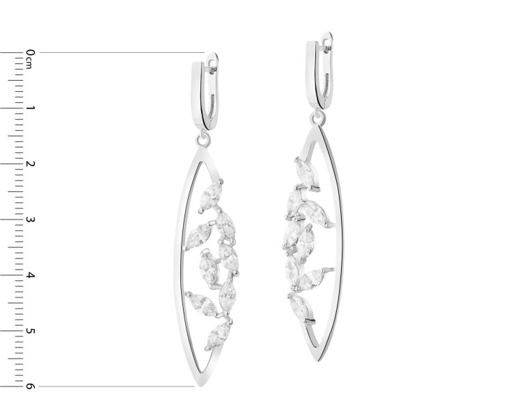 Rhodium Plated Silver Dangling Earring with Cubic Zirconia