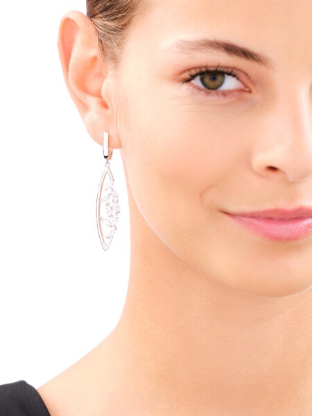 Rhodium Plated Silver Dangling Earring with Cubic Zirconia