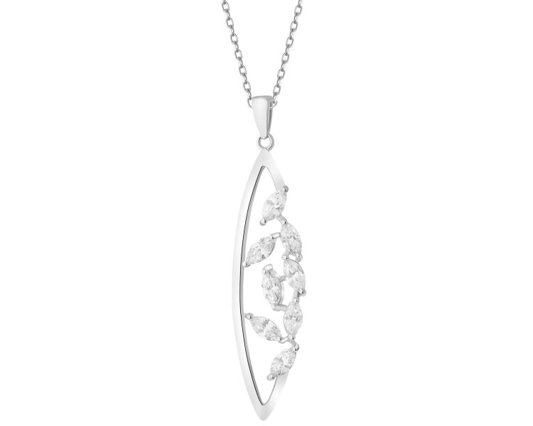 Rhodium Plated Silver Pendant with Cubic Zirconia