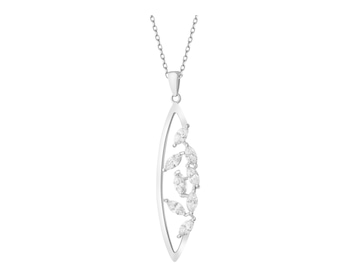 Rhodium Plated Silver Pendant with Cubic Zirconia