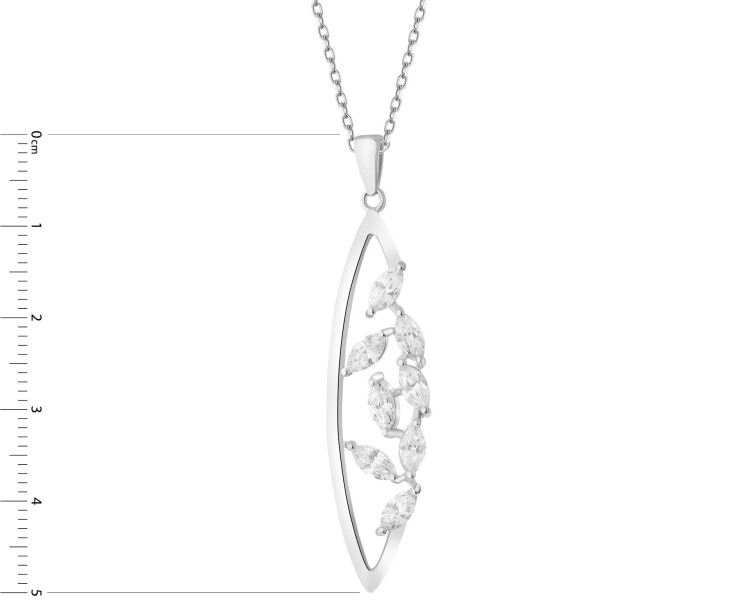 Rhodium Plated Silver Pendant with Cubic Zirconia