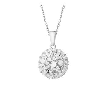 Rhodium Plated Silver Pendant with Cubic Zirconia