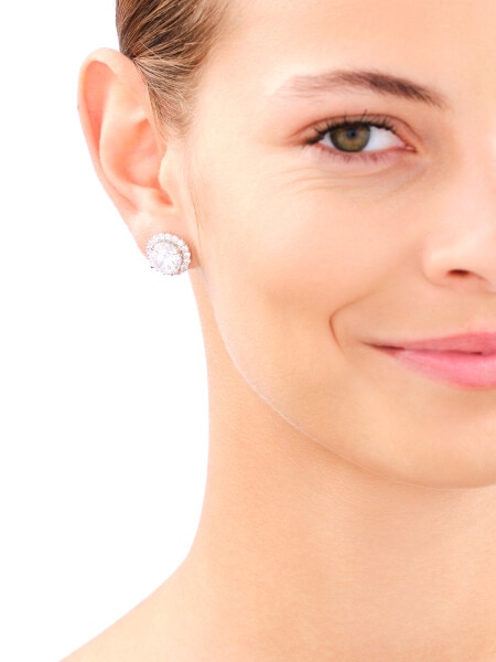 Rhodium Plated Silver Earrings with Cubic Zirconia