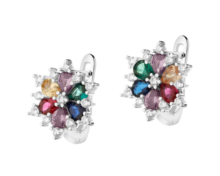 Rhodium Plated Silver Earrings with Cubic Zirconia