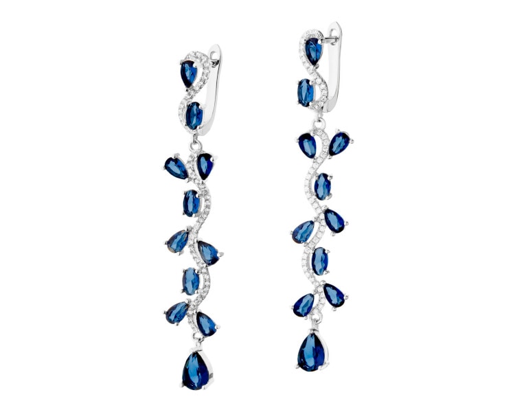 Rhodium Plated Silver Dangling Earring with Cubic Zirconia