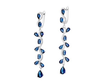 Rhodium Plated Silver Dangling Earring with Cubic Zirconia