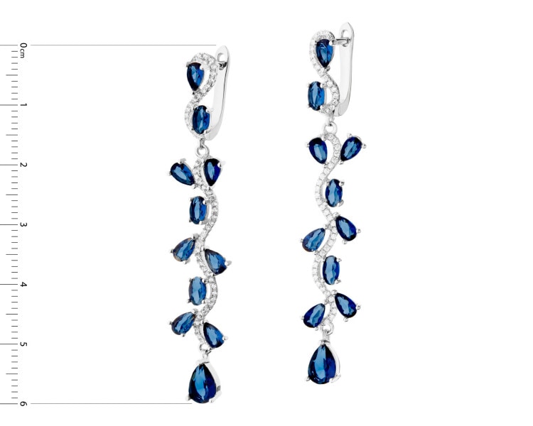 Rhodium Plated Silver Dangling Earring with Cubic Zirconia