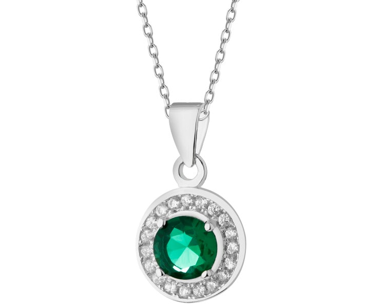 Rhodium Plated Silver Pendant with Cubic Zirconia