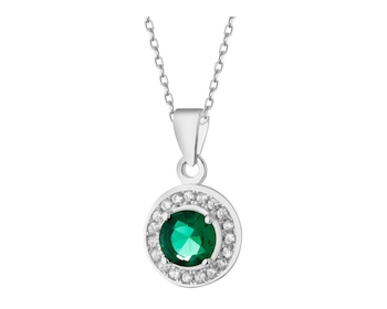 Rhodium Plated Silver Pendant with Cubic Zirconia