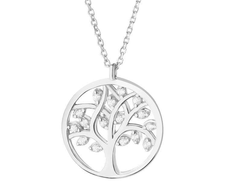 Rhodium Plated Silver Necklace with Cubic Zirconia