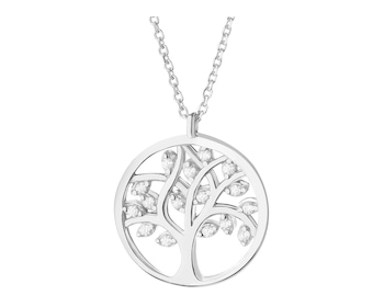 Rhodium Plated Silver Necklace with Cubic Zirconia