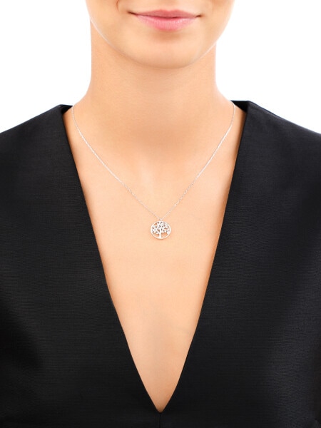 Rhodium Plated Silver Necklace with Cubic Zirconia