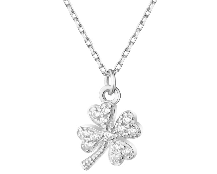 Rhodium Plated Silver Necklace with Cubic Zirconia