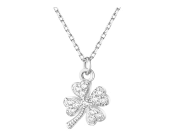 Rhodium Plated Silver Necklace with Cubic Zirconia