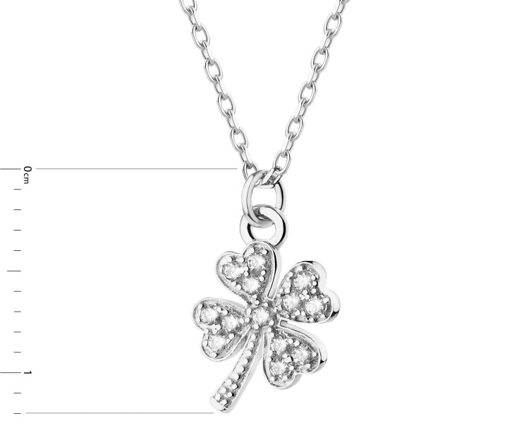 Rhodium Plated Silver Necklace with Cubic Zirconia