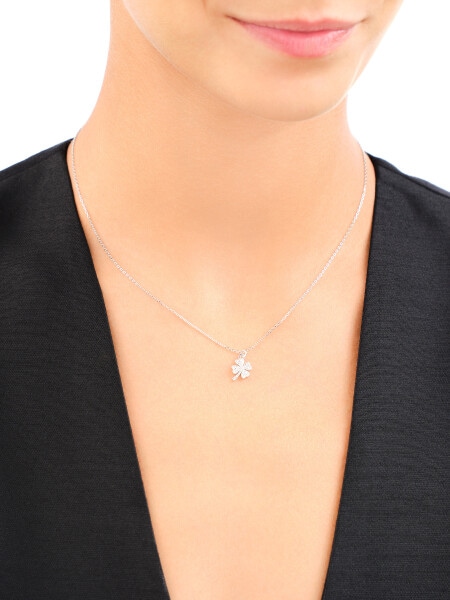 Rhodium Plated Silver Necklace with Cubic Zirconia