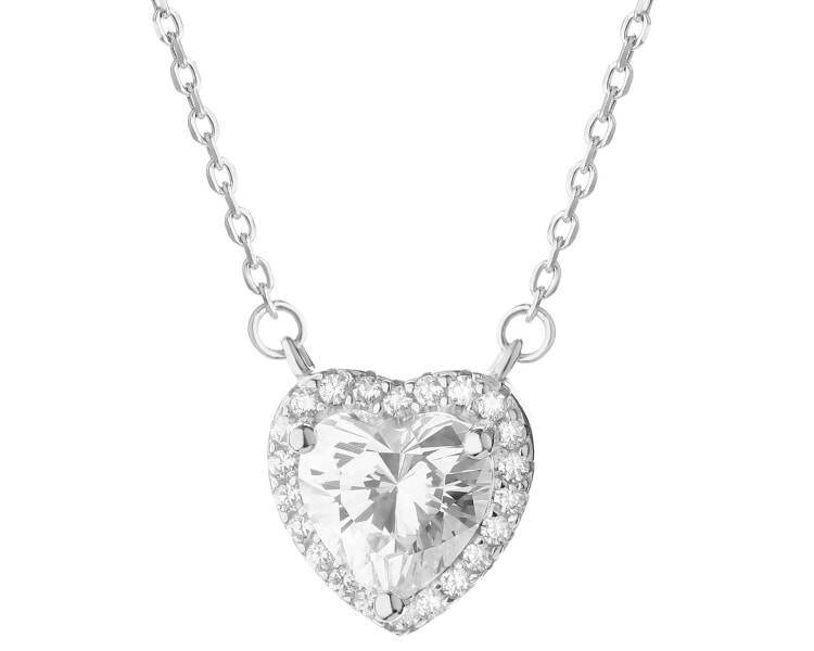 Rhodium Plated Silver Necklace with Cubic Zirconia