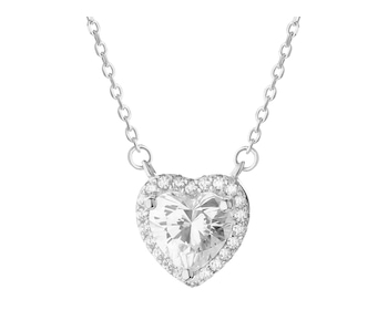 Rhodium Plated Silver Necklace with Cubic Zirconia