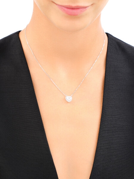 Rhodium Plated Silver Necklace with Cubic Zirconia