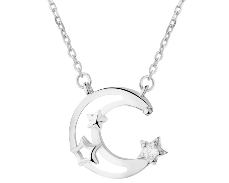 Rhodium Plated Silver Necklace with Cubic Zirconia