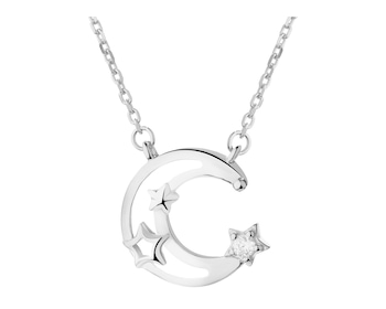 Rhodium Plated Silver Necklace with Cubic Zirconia