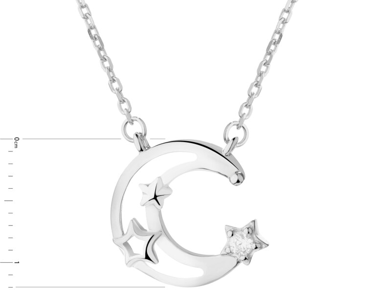 Rhodium Plated Silver Necklace with Cubic Zirconia