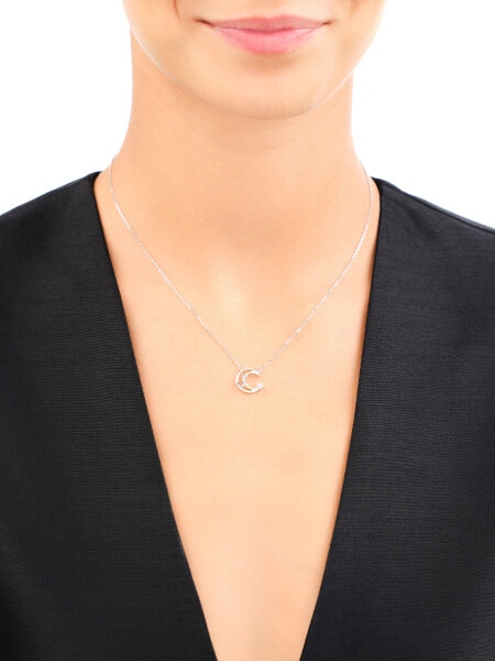 Rhodium Plated Silver Necklace with Cubic Zirconia