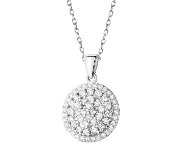 Rhodium Plated Silver Pendant with Cubic Zirconia