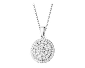 Rhodium Plated Silver Pendant with Cubic Zirconia