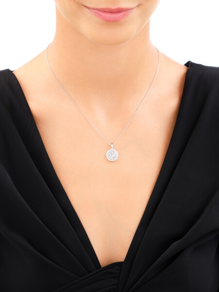 Rhodium Plated Silver Pendant with Cubic Zirconia