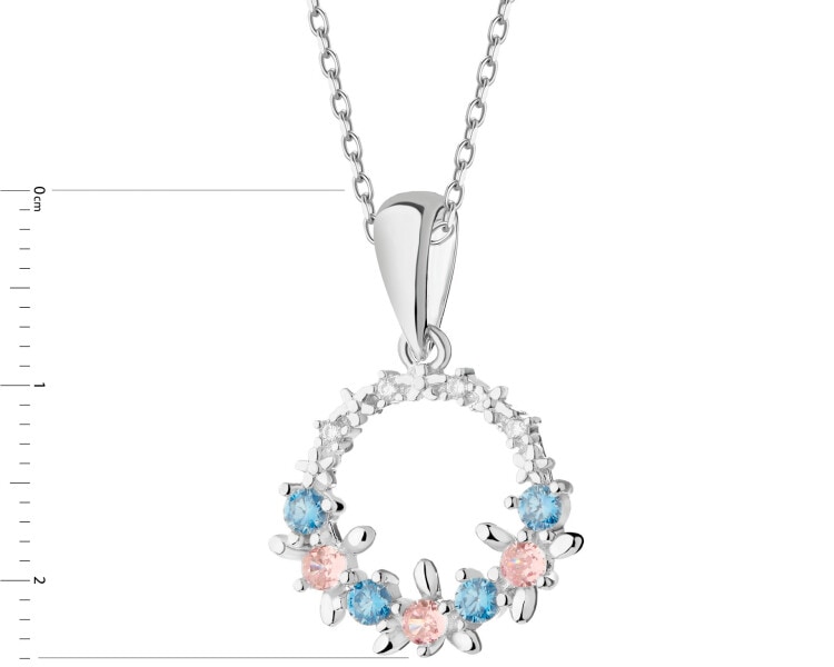 Rhodium Plated Silver Pendant with Cubic Zirconia