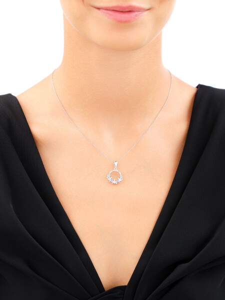 Rhodium Plated Silver Pendant with Cubic Zirconia