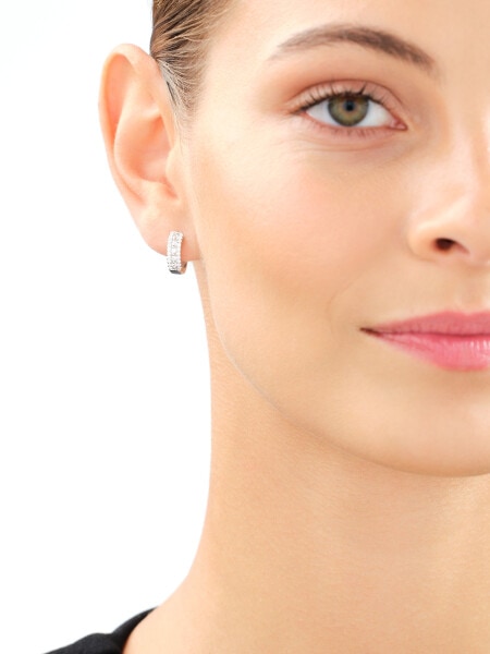 Rhodium Plated Silver Earrings with Cubic Zirconia