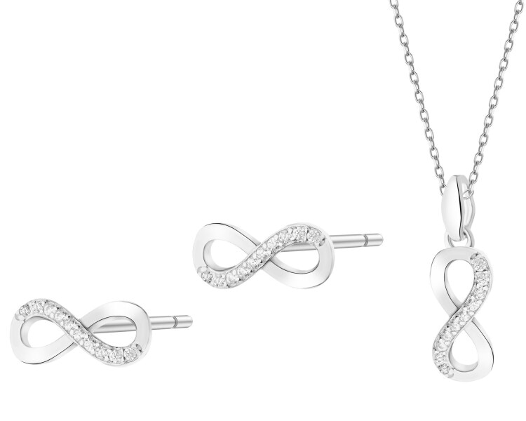 Rhodium Plated Silver Set with Cubic Zirconia