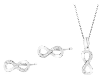 Rhodium Plated Silver Set with Cubic Zirconia