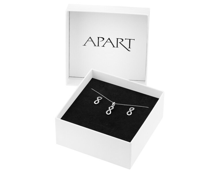 Rhodium Plated Silver Set with Cubic Zirconia